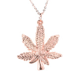 Beautiful Unique Marijuana Leaf Design Solid Rose Gold Pendant By Jewelry Lane