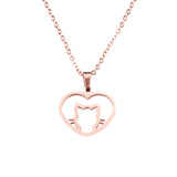 Beautiful Charming Cat Love Heart Solid Rose Gold Pendant By Jewelry Lane