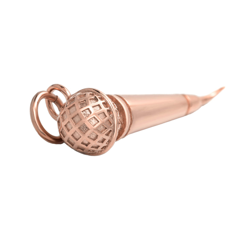 Beautiful Unique Microphone Solid Rose Gold Pendant By Jewelry Lane