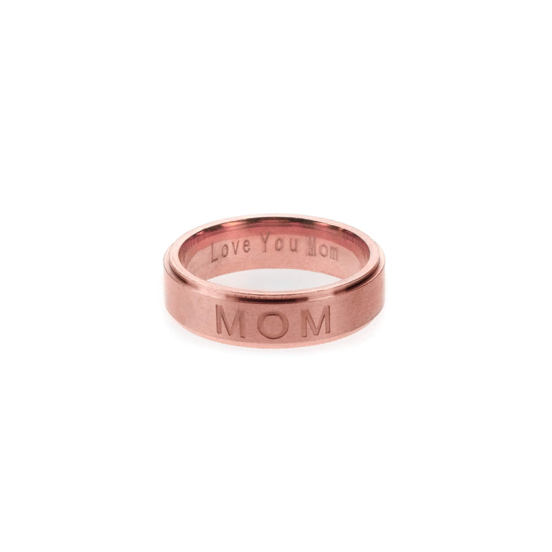 Beautiful Classic Love You Mom Solid Gold Rose Band Ring By Jewelry Lane