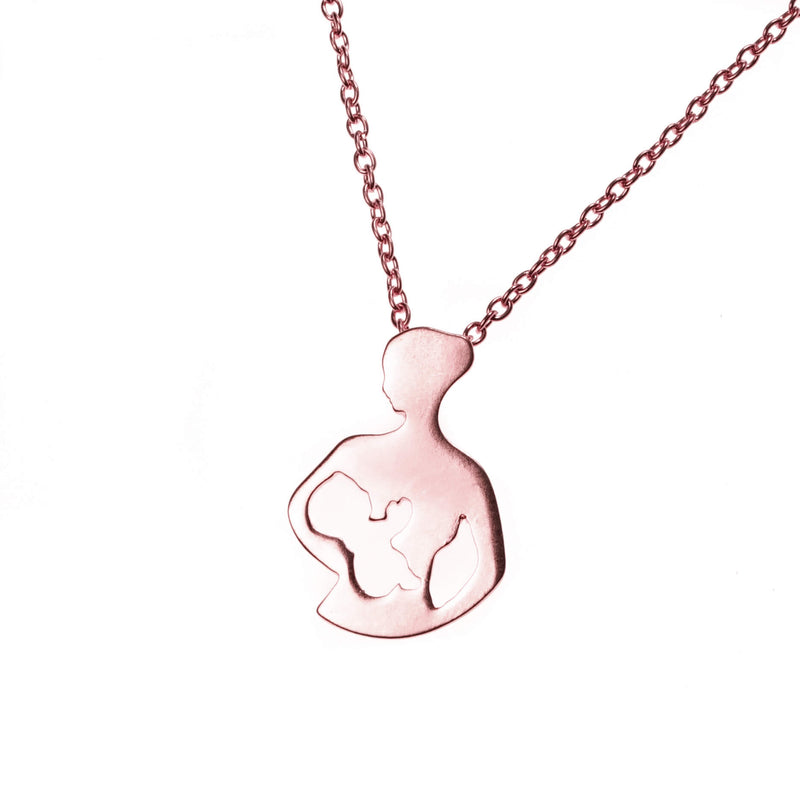 Exquisite Unique Mom Child Love Solid Rose Gold Pendant By Jewelry Lane