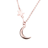 Elegant Beautiful Moon Star Solid Rose Gold Night Necklace By Jewelry Lane