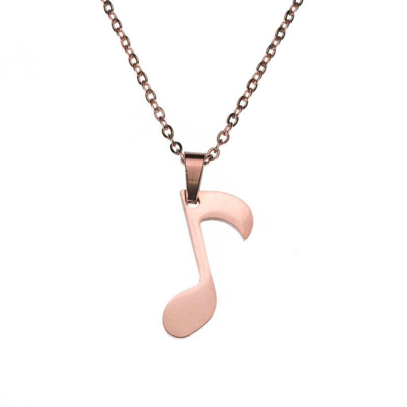 Charming Unique Music Eighth Note Design Solid Rose Gold Pendant By Jewelry Lane