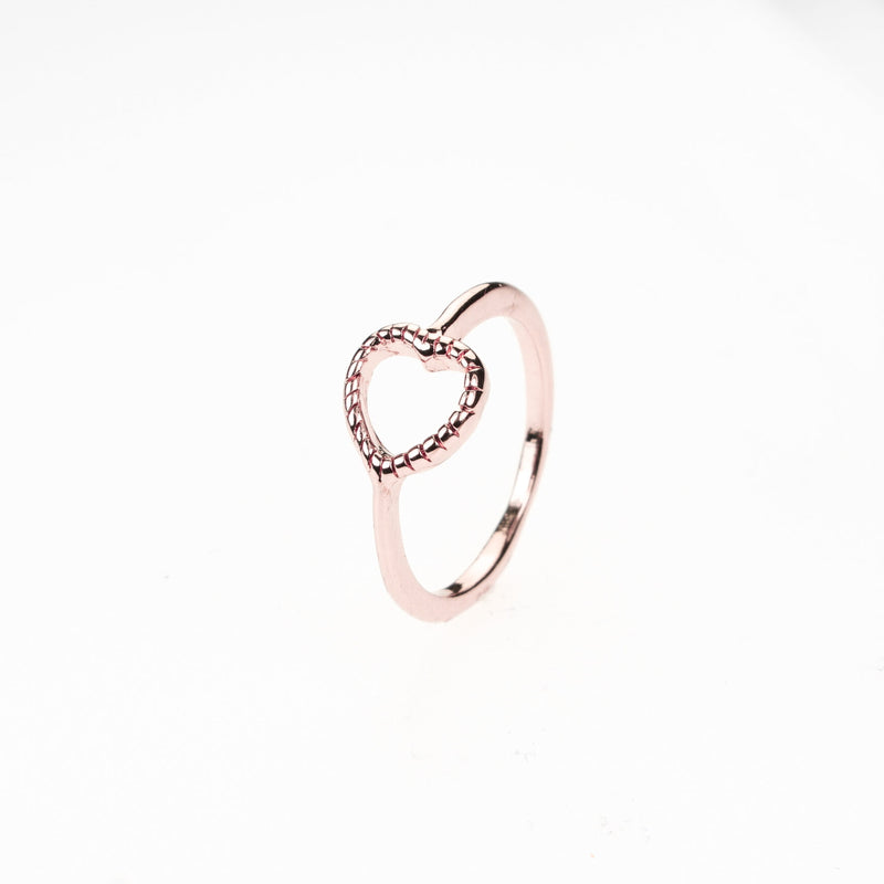 Beautiful Classic Open Heart Stacker Solid Rose Gold Ring By Jewelry Lane