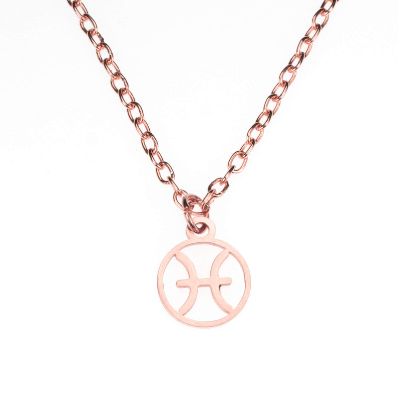Charming Zodiac Pisces Minimalist Solid Rose Gold Pendant By Jewelry Lane