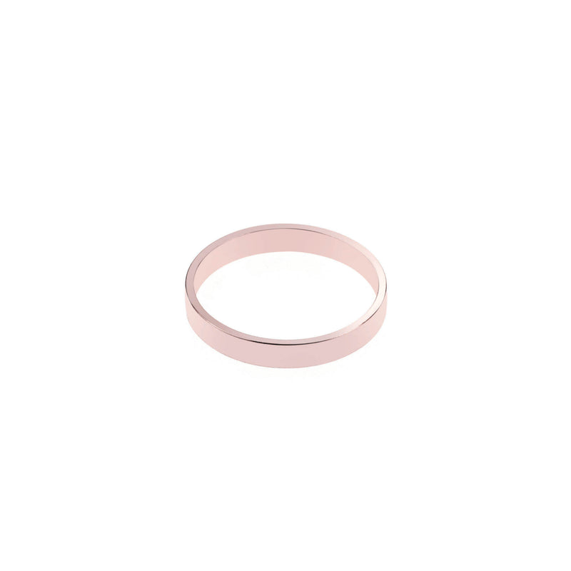 Elegant Plain Simple Evergreen Flat Solid Rose Gold Band Ring By Jewelry Lane