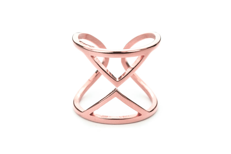 Beautiful Designer Hourglass Solid Rose Gold Ring By Jewelry Lane