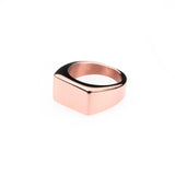Elegant Plain Rectangle Signet Solid Rose Gold Ring By Jewelry Lane