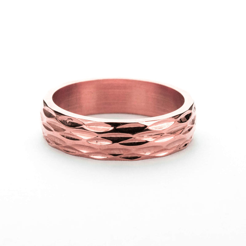 Elegant Geometrical Concave Textured Solid Rose Gold Ring By Jewelry Lane 