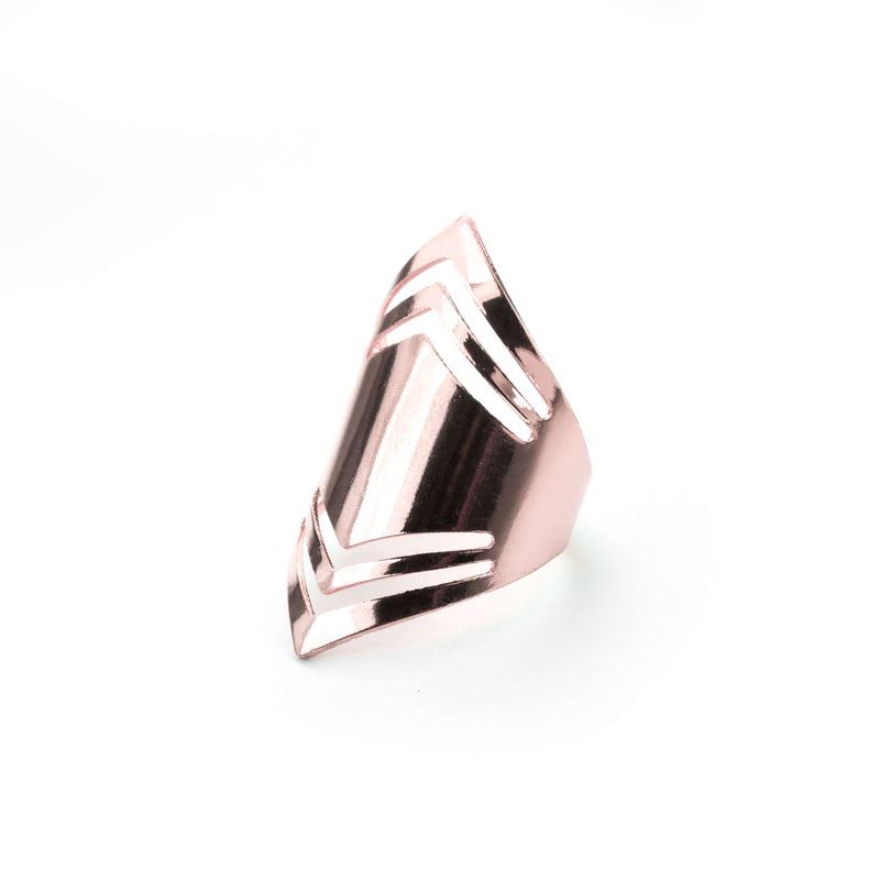 Elegant Amazonian Elongated Solid Rose Gold Ring By Jewelry Lane