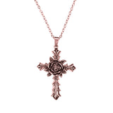 Beautiful Unique Centered Rose Cross Solid Rose Gold Pendant By Jewelry Lane