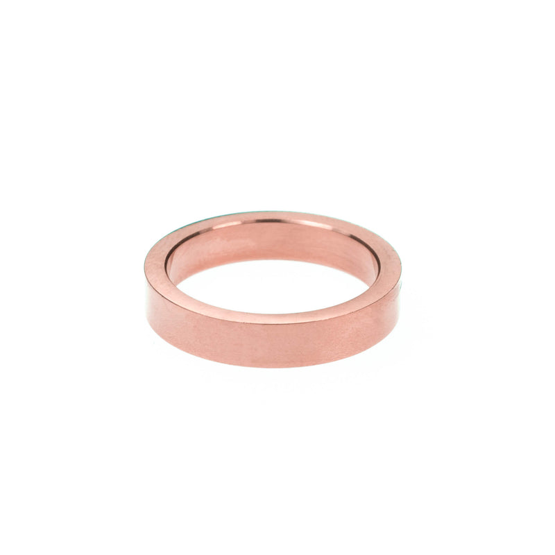 Elegant Simple Evergreen Flat Solid Rose Gold Band Ring By Jewelry Lane