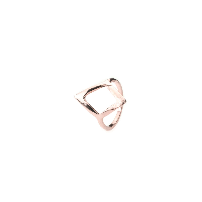 Simple Unique Sleek Square Design Solid Rose Gold Stacker Ring By Jewelry Lane