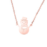 Beautiful Charming Snowman Solid Rose Gold Necklace By Jewelry Lane