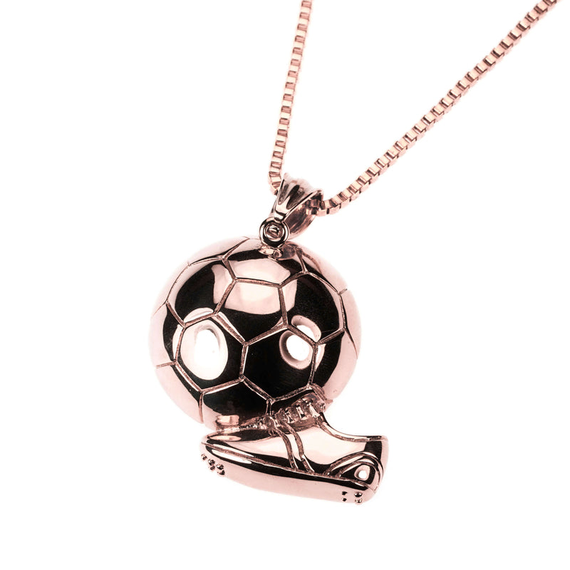 Exquisite Sporty Soccer Ball Design Solid Rose Gold Pendant By Jewelry Lane