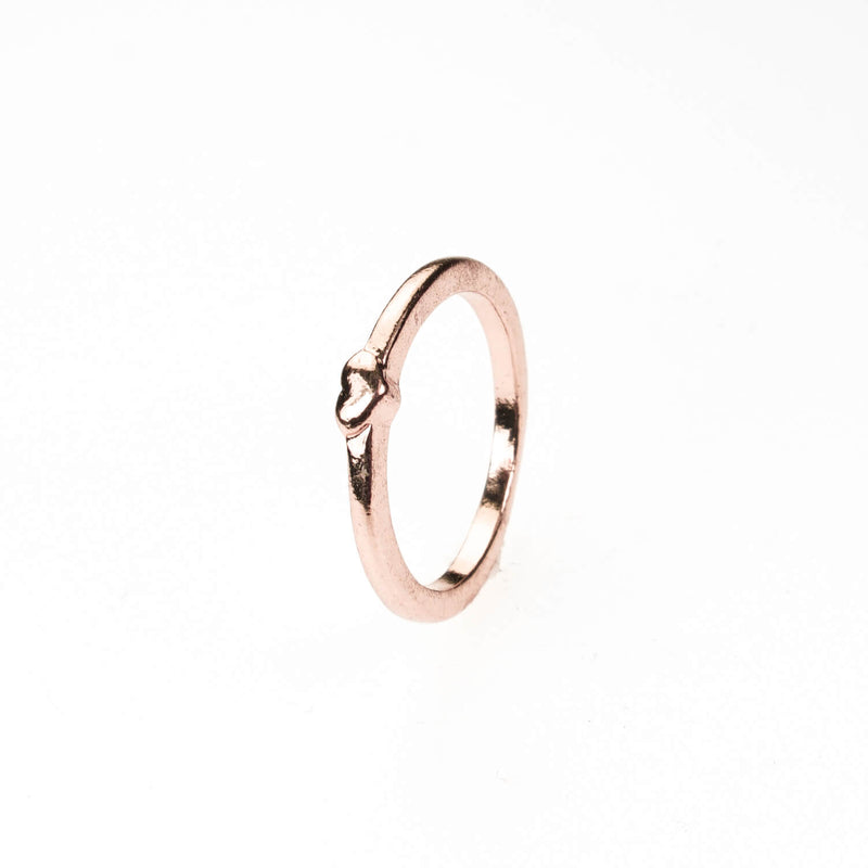 Simple Elegance Heart Stacker Solid Rose Gold Ring By Jewelry Lane