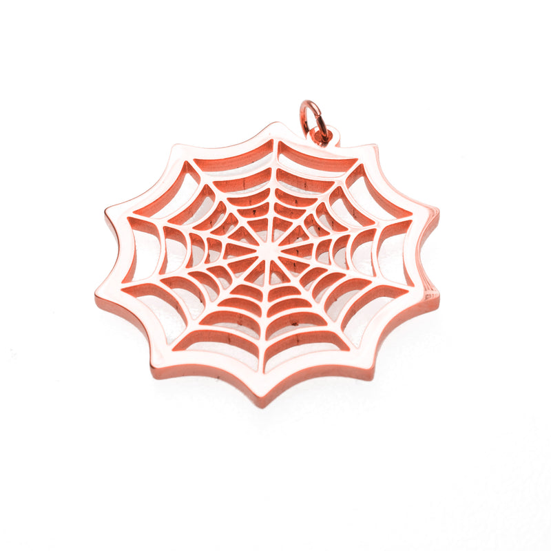 Beautiful Modern Spider Web Solid Rose Gold Pendant By Jewelry Lane