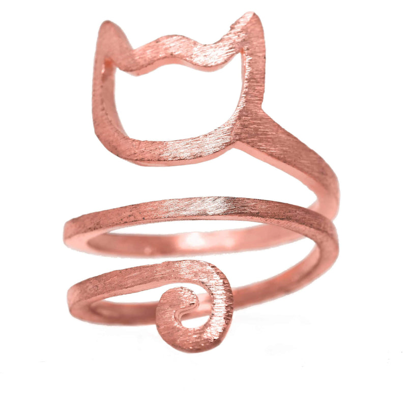 Beautiful Spiral Cat Shape Solid Rose Gold Rings By Jewelry Lane