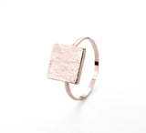 Elegant Plain Square Plate Stacker Solid Rose Gold Ring By Jewelry Lane