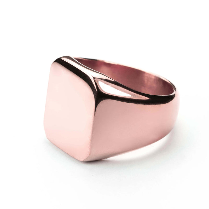 Square Statement Signet Solid Rose Gold Ring By Jewelry Lane