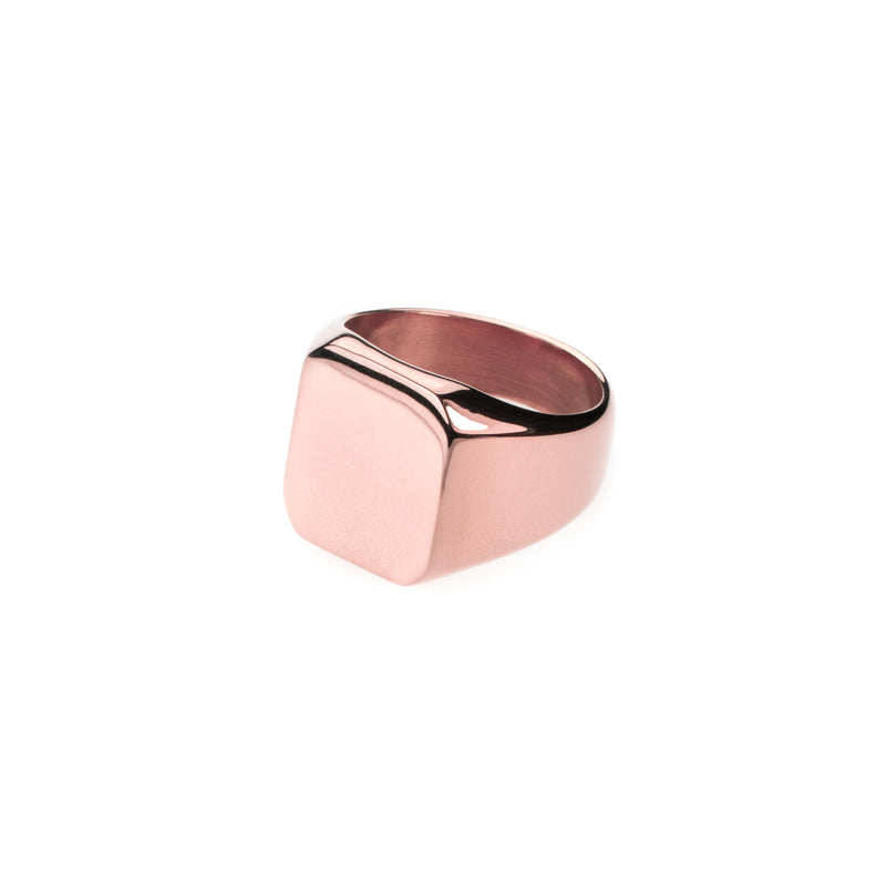 Simple Plain Square Statement Solid Rose Gold Ring By Jewelry Lane