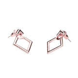 Simple Charming Square Stud Solid Rose Gold Earrings By Jewelry Lane