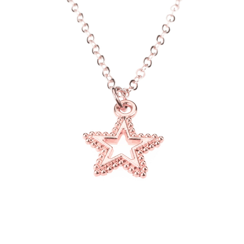 Beautiful Elegant Dotted Star Design Solid Rose Gold Pendant By Jewelry Lane
