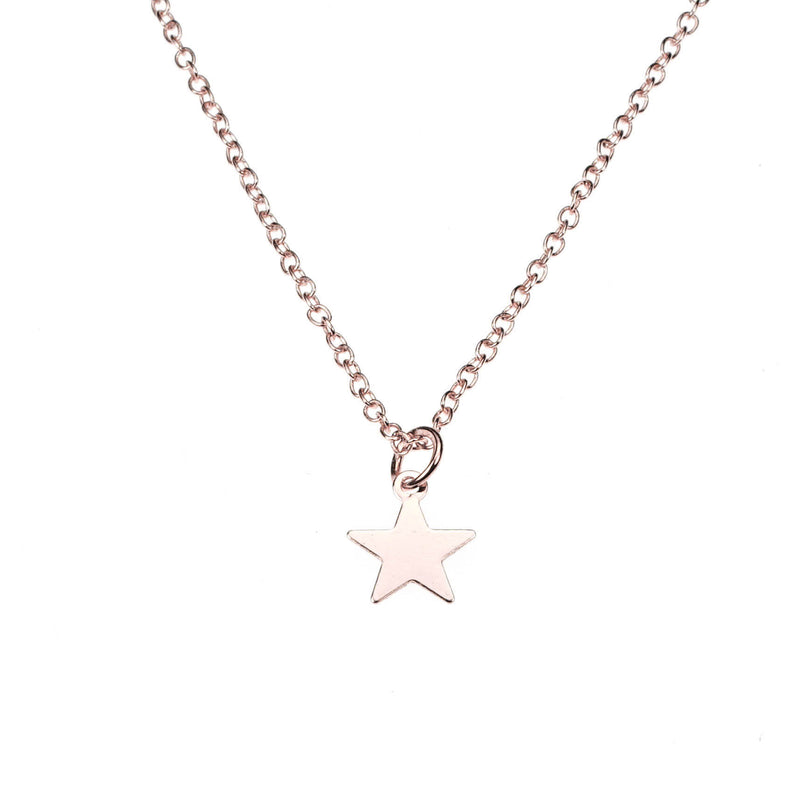 Beautiful Simple Lightweight Star Design Solid Rose Gold Pendant By Jewelry Lane