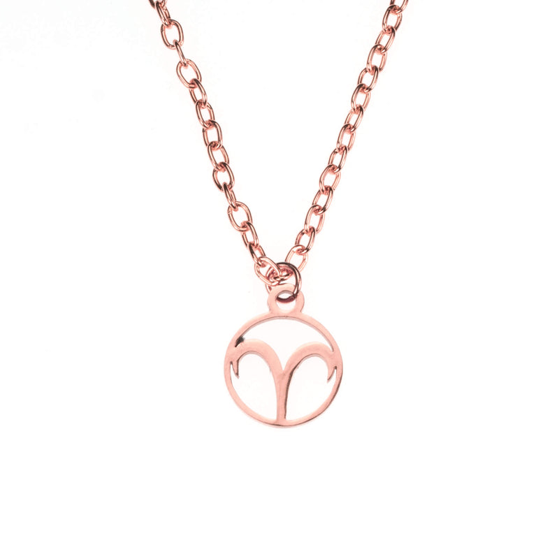 Charming Zodiac Aries Minimalist Solid Rose Gold Pendant By Jewelry Lane
