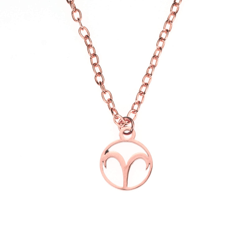 Charming Zodiac Aries Minimalist Solid Rose Gold Pendant By Jewelry Lane