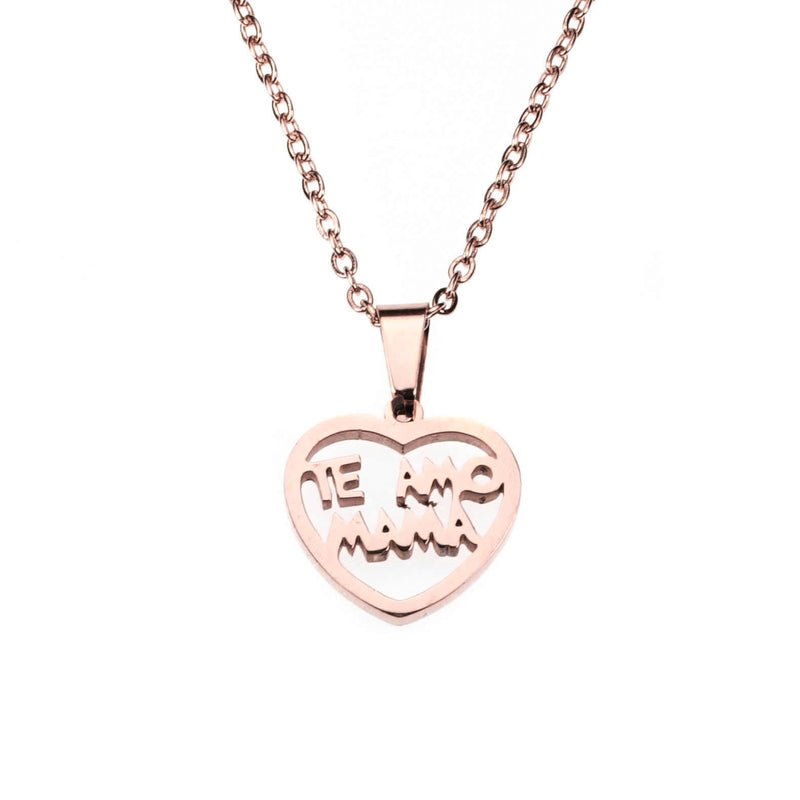 Beautiful Simple Expressive Te Amo Mama Solid Rose Gold Pendant By Jewelry Lane