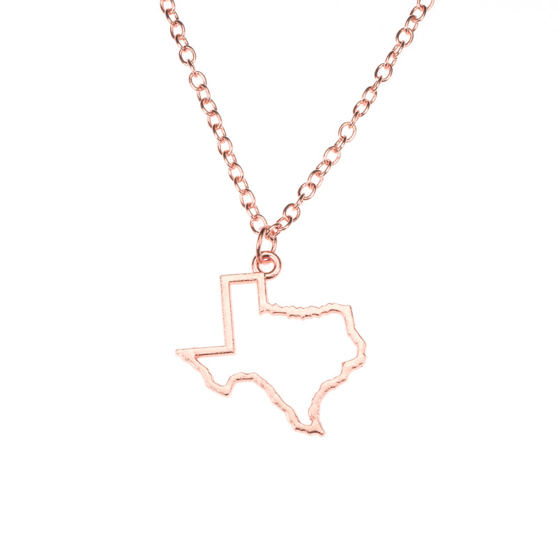 Beautiful Unique Texas State Design Solid Rose Gold Pendant By Jewelry Lane