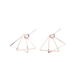 Elegant Classic Double Triangle Design Solid Rose Gold Earrings By Jewelry Lane