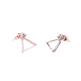 Charming Beautiful Triangle Stud Solid Rose Gold Earrings By Jewelry Lane