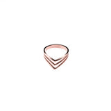 Elegant Unique Triple Chevron Stacker Solid Rose Gold Ring By Jewelry Lane