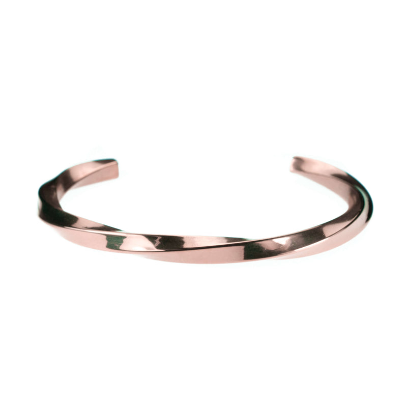 Charming Elegant Twisted Cuff Solid Rose Gold Bangle By Jewelry Lane