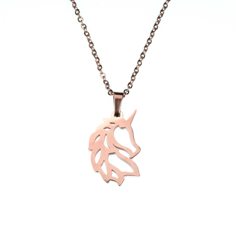 Beautiful Charming Rare Unicorn Solid Rose Gold Pendant By Jewelry Lane