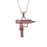 Elegant Stylish Israeli Uzi Gun Design Solid Rose Gold Pendant By Jewelry Lane