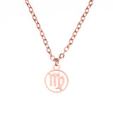 Charming Zodiac Virgo Minimalist Solid Rose Gold Pendant By Jewelry Lane