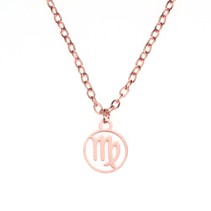 Charming Zodiac Virgo Minimalist Solid Rose Gold Pendant By Jewelry Lane