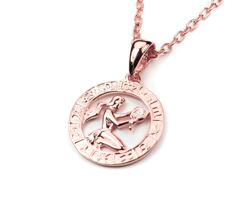 Beautiful Zodiac Virgo Solid Rose Gold Pendant By Jewelry Lane