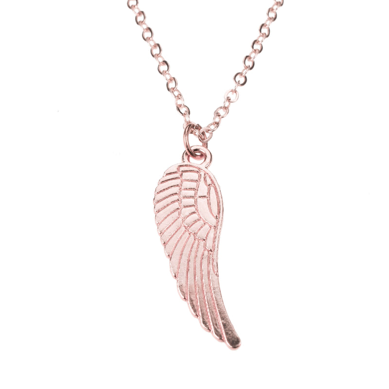 Charming Modern Bird Wing Design Solid Rose Gold Pendant By Jewelry Lane