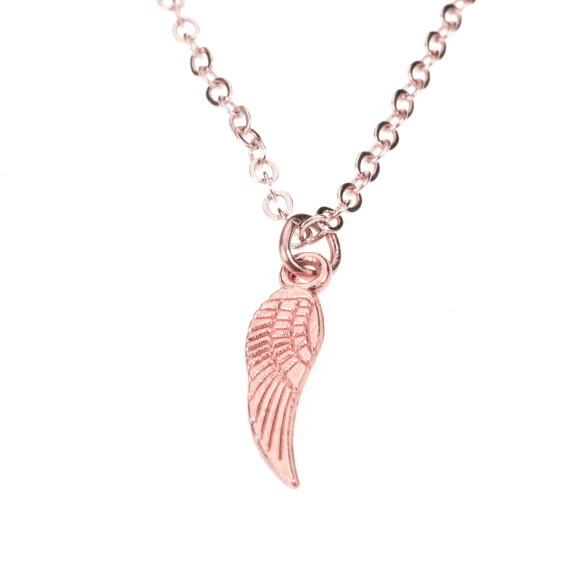 Beautiful Unique Vertical Hanging Wing Design Solid Rose Gold Pendant By Jewelry Lane
