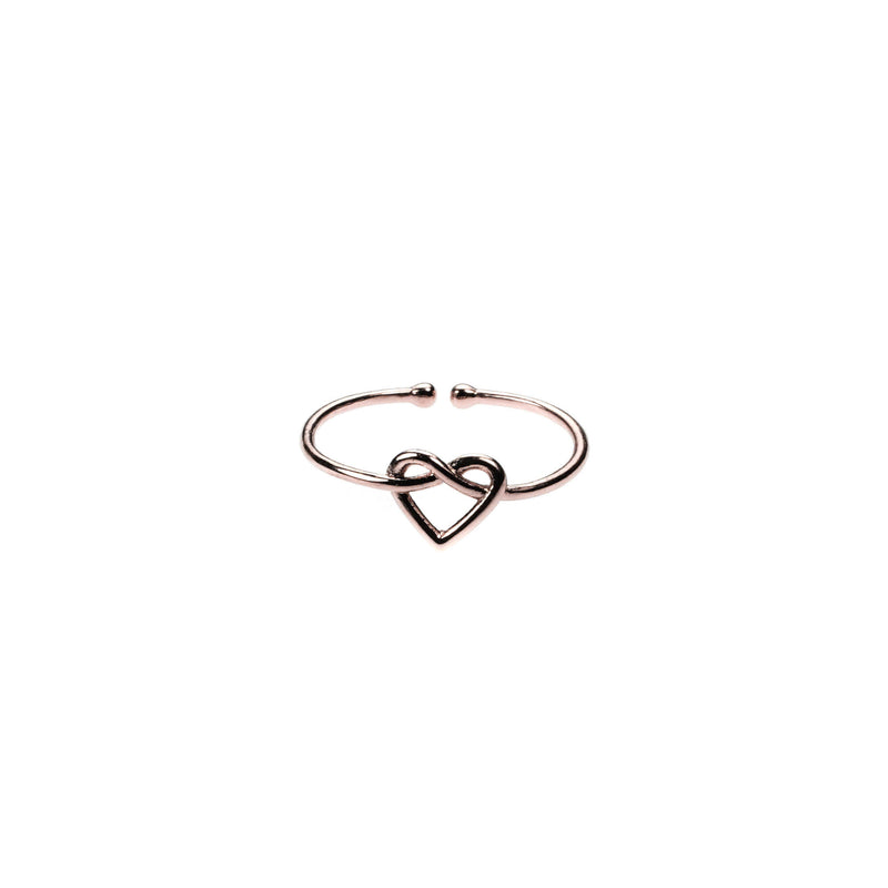 Beautiful Wire Style Heart Stracker Solid Rose Gold Ring By Jewelry Lane
