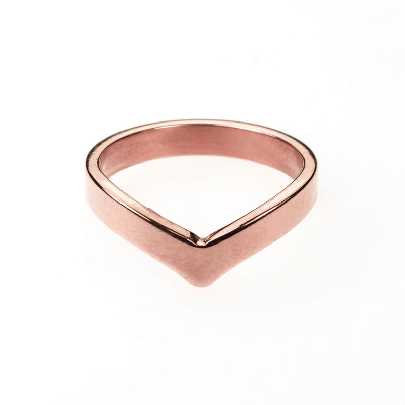 Beautiful Unique Wishbone Design Solid Rose Gold Ring By Jewelry Lane
