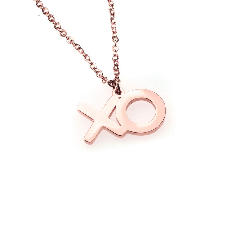 Beautiful XO Hugs And Kisses Solid Rose Gold Pendant By Jewelry Lane