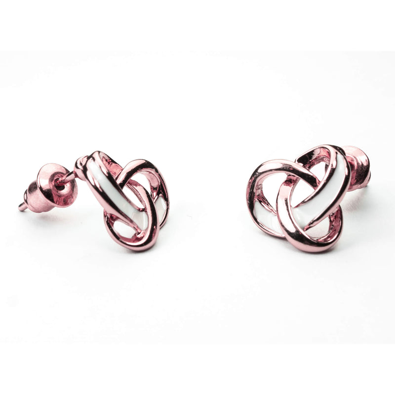 Beautiful Trefoil Loop Knot Earrings in Solid Rose Gold by Jewelry Lane