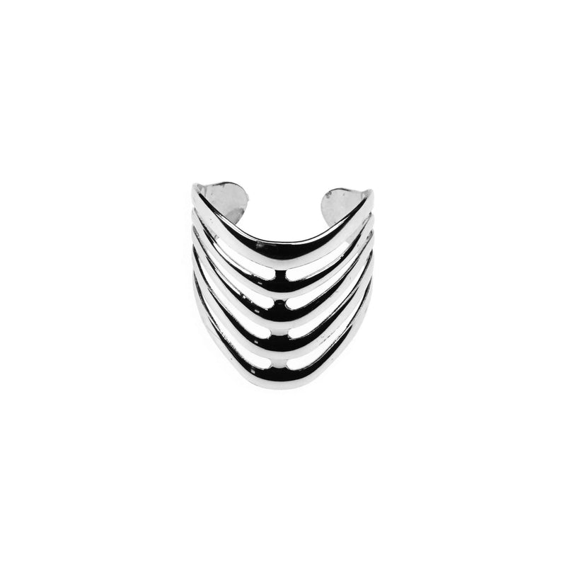 Beautiful Elegant Chevron Cuff Solid White Gold Ring BY Jewelry Lane