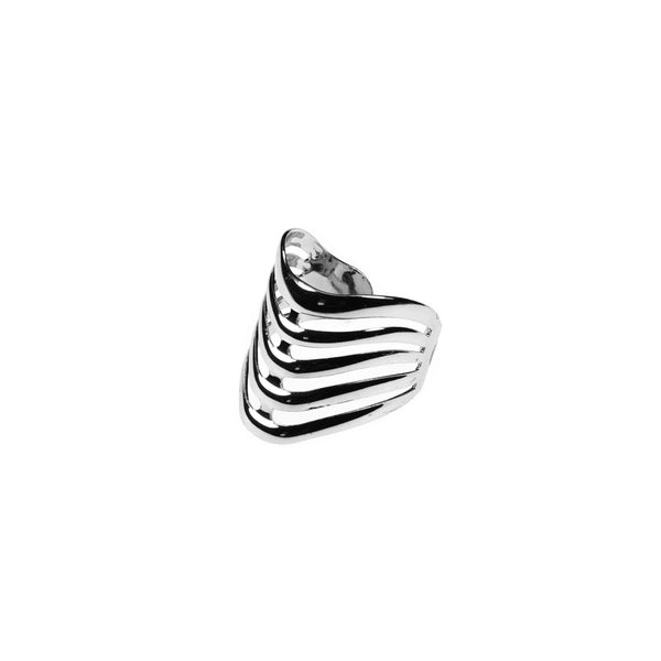 Beautiful Elegant Chevron Cuff Solid White Gold Ring BY Jewelry Lane