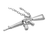 Elegant Classic Ak47 Assault Rifle Solid White Gold Pendant By Jewelry Lane